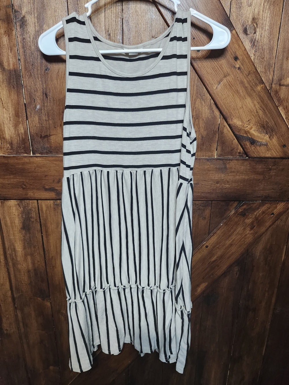 Exist Beige and Black Striped Tank Dress